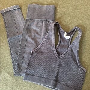 Grey Ribbed Matching Set NWOT